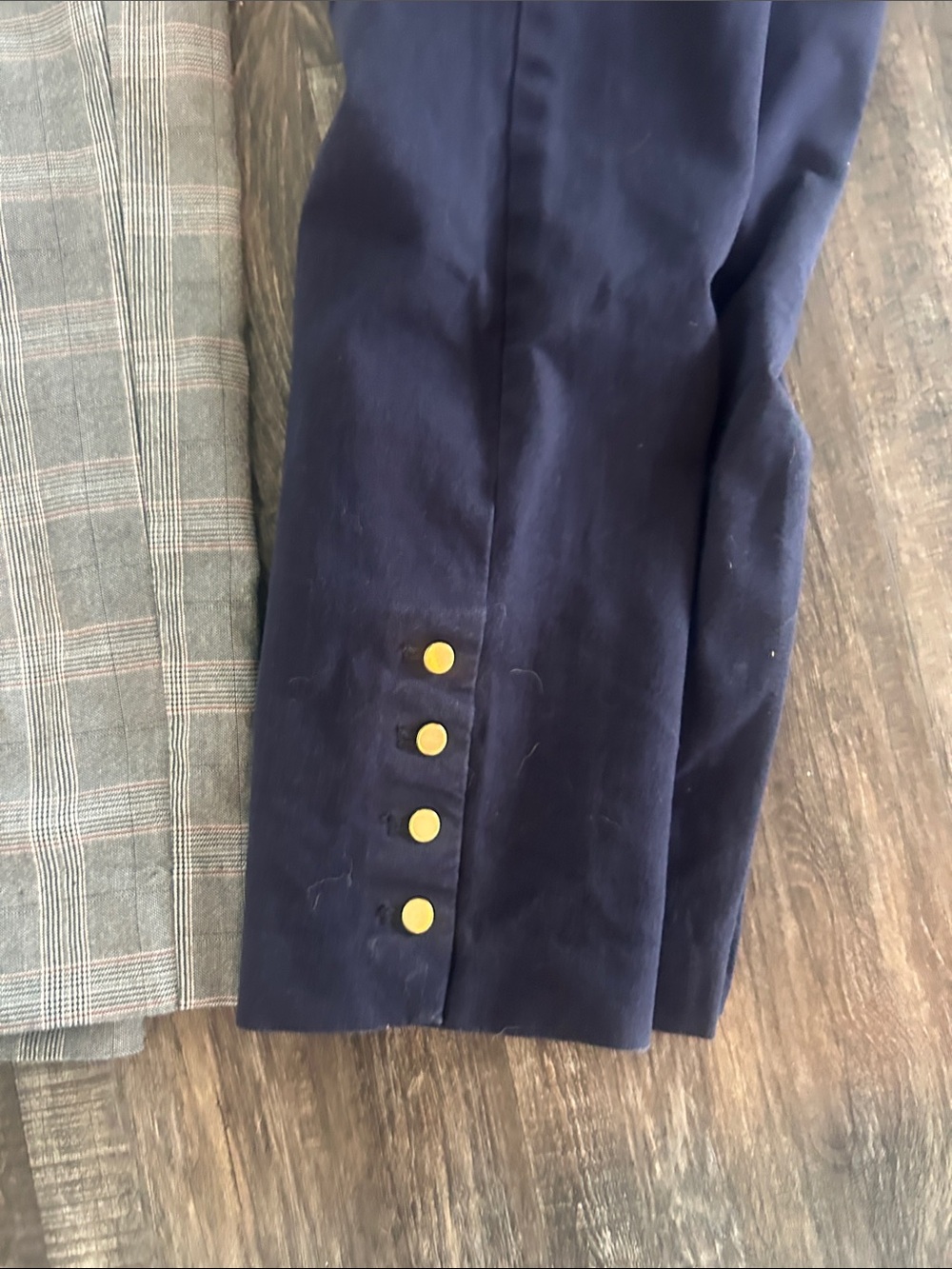 Talbots Navy Ankle Trousers with Gold Button Accents - Picture 3 of 7
